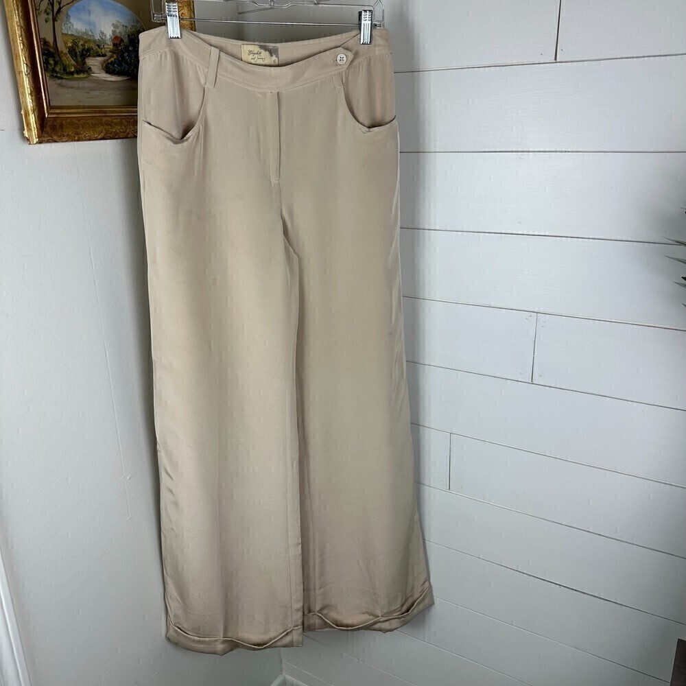Elizabeth and James Silk Wide Leg Touser Pants Cream Women's Size 6